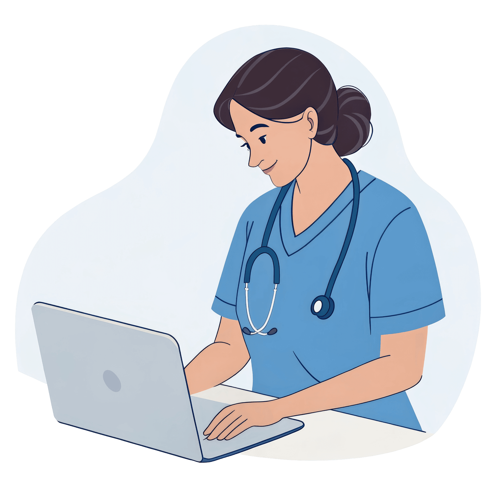 Female nurse using laptop
